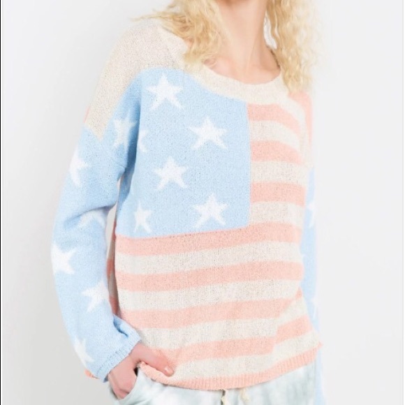 Last 1️⃣ Baby Blue & Cream American Flag Sweater - Picture 3 of 8